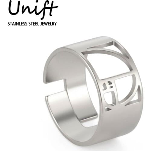 Unift Sacred Geometry Jewelry Golden Fibonacci Spiral Ring Women Men Adjustable Ring Simple Party Accessories Friends Gifts