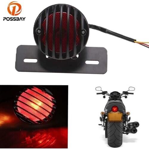 POSSBAY Universal Motorcycle Middle Mount Tail Light License Plate Bracket Cafe Racer For Harley Chopper Bobber Sportster