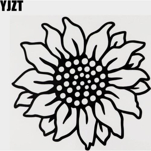 YJZT 14.3CM×13.7CM Sunflower Flower Graphical Fun Vinyl Car Sticker Decal Black/Silver 18B-0072