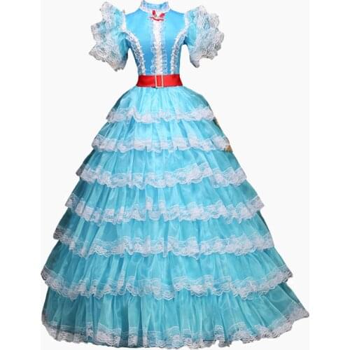 2021 European Top Layers Wedding Party Dresses Lace Yarn Blue Cupcakes Women Pageant Dress Ball Gowns Palace Princess Dress