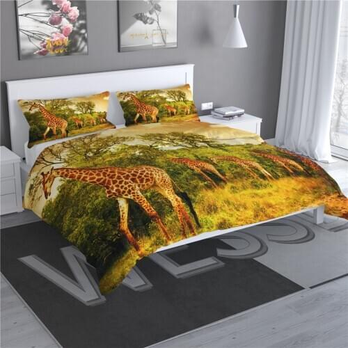 Giraffe Duvet Cover Set 3D Animal Single Double Bed Linen Bedding Set Queen King Size For Teenager Quilt Cover Pillowcase
