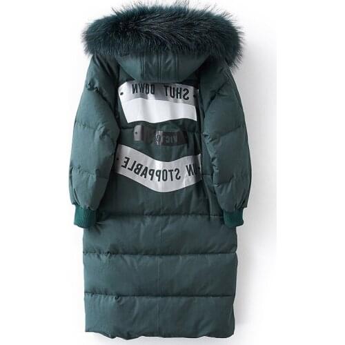 Winter Women coat, 90% duck down, womens hooded jacket, raccoon fur collar, park, Korean long coats, parkas Mujer 2020