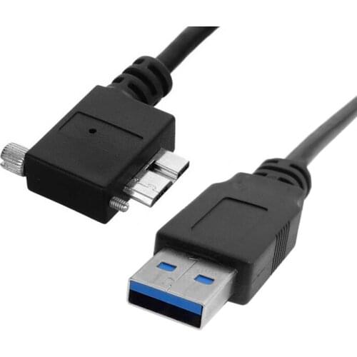 1.2m 90 Degree Angled Micro USB3.0 Micro B Screw Mount to USB3.0 Data Cable for Industrial Camera