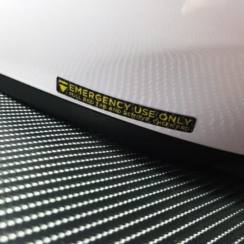 1 Pair EMERGENCY USE ONLY Pull Red Tab Cheek Pad Helmet Visor Lens Decorate Sticker Car Styling Vinyl Decal