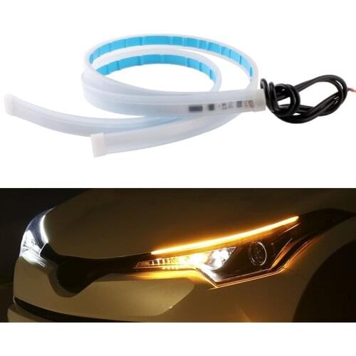 1PCS Car led DRL Daytime Running Light Strip Waterproof 30cm 45cm 60cm Flexible Soft Tube Guide Headlight LED Strip Lights