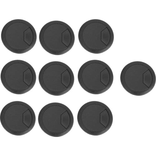 10 Pcs Round Plastic Computer Desk Cable Grommet Hole Cover 50mm Black