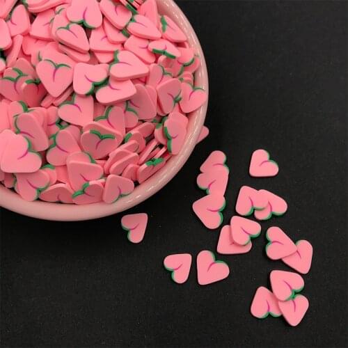 100g Pink Kawaii Peach Slice Polymer Clay Sprinkles for Crafts Making DIY Crystal Mud Filling Accessories Scrapbook Decor 1cm