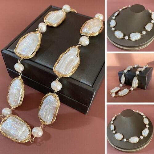 100% Real Natural Freshwater Baroque Pearls Necklace Luxury Fine Jewelry For Women Party Evening Exaggerated Accessories Fashion