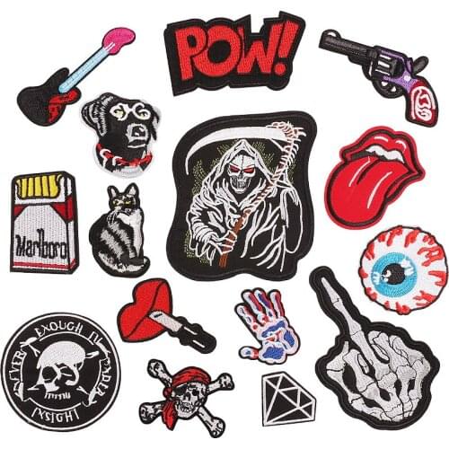 15pcs Skeleton Embroidered Patches For Clothing Thermoadhesive Patches For Clothes Sticker Iron On Patch DIY Clothing Decoration