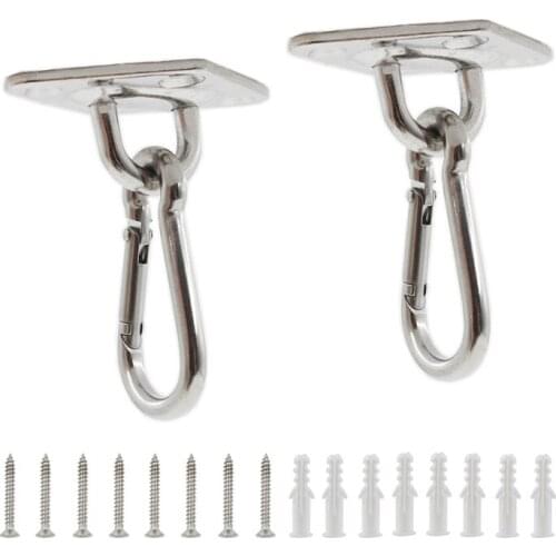 2Pcs Stainless Steel Ceiling Hammock Hook,Heavy Duty Eye Plate U Hook Marine Hanging Hardware Ceiling Mount Hook with Screws 5mm