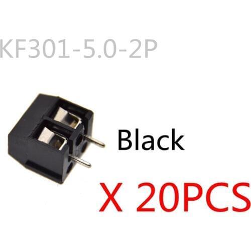20PCS/LOT KF301-2P KF301-5.0-2P KF301 Screw 2Pin 5.0mm Straight Pin PCB Screw Block black