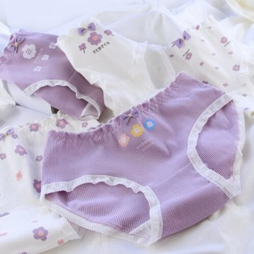 4Pcs/lot New Candy Colors Mix Styles 100% Cotton Print Childrens Underwear Panties for 9-20 Year 5-47s