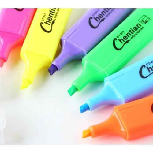 6pc Creative Candy Color Highlighter Graffiti Marker Pen Student Hand Account High-capacity Highlighter Office School Supplies