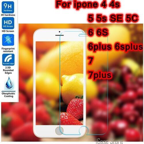 9H Screen protector Tempered Glass Film For Alppe iPhone case 4 4S 5 5S SE 5C 6 6S 7 Plus case 5case 6case 4case cover
