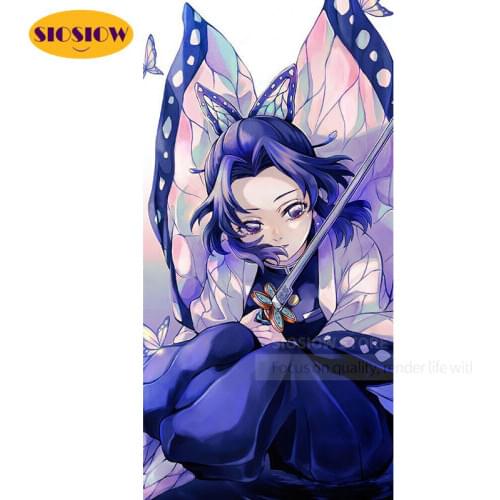 5d Diy Diamond Painting Full Round Demon Slayer Shinobu Kochou Figure Set Diamond Mosaic Embroidery Cross Stitch Home Decor Room