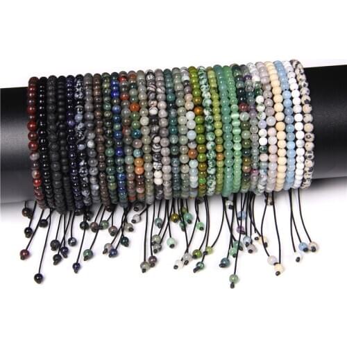 4MM Natural Labradorite Howlite Stone Beads Bracelets Men Vintage Adjustable Black Rope Bangle Jewelry Women Pulsera Reiki Gifts