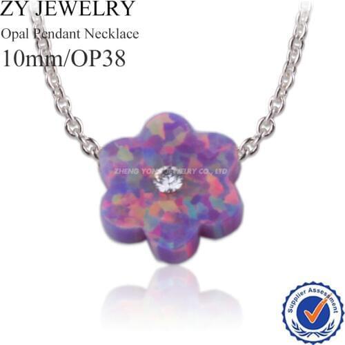 Elegant Pink Flower Opal Pendant Necklace 925 Sterling Silver Link Chain Opal Fashion Jewellery 10*10mm Opal Flower Necklace