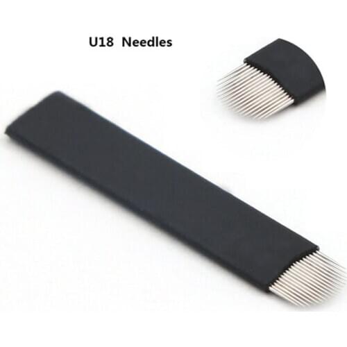 50pcs Black U Shape 18 pins Blades Microblading Needles For Permanent Makeup Microblading Eyebrow and Lips Embroidery Pen