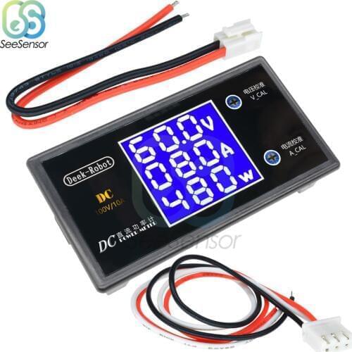 DC 0-100V 10A 1000W LCD Digital Voltmeter Ammeter Wattmeter Voltage Current Power Meter Volt Detector Tester Monitor 12V 24V 36V