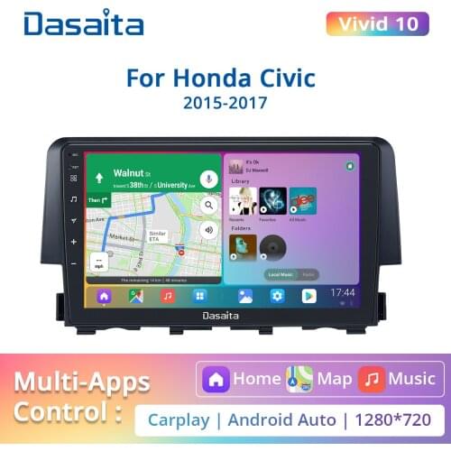 Dasaita For Honda Civic 2015 2016 2017 2018 Single 1 Din Apple Carplay Android Auto Radio Multimedia Video GPS Navigation