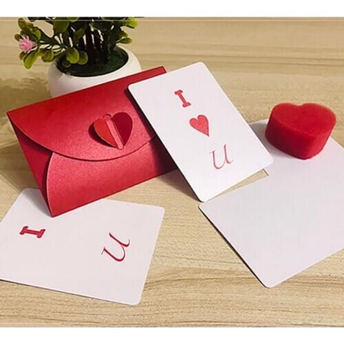 I Love You Card Magic Tricks Magician Close Up Street Illusion Gimmick Mentalism Puzzle Toy Interact Magia Visual Romantic Card
