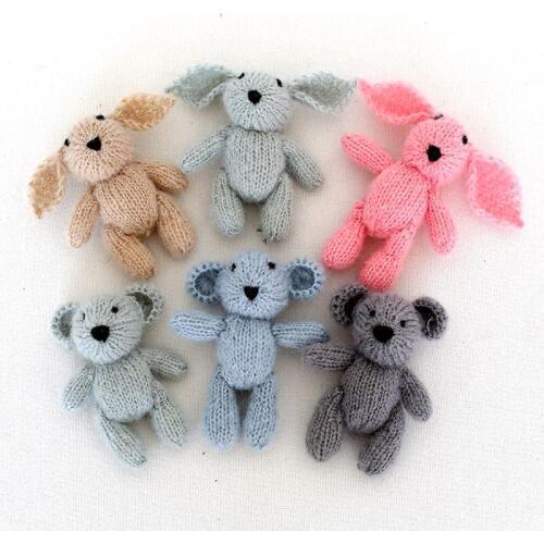 Easter Bunny Toy Knitted Rabbit Stuffed Animal Photography Props Crochet Mini Bunny Doll Photo props Teddy Bear Toy Filler