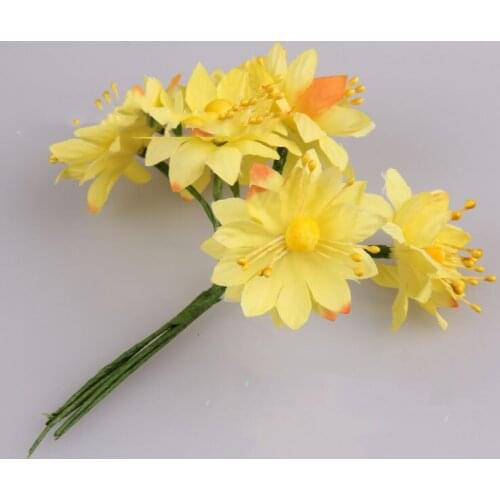 Artificial flowers 3cm small sunflowers Multicolor handmade Mulberry silk Flower (72 pieces)