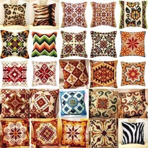 Pattern Collection Tapestry pillow Cross-stitch Cushion Kit Chunky Pillowcase 100% Acrylic Yarn Kits for Embroidery