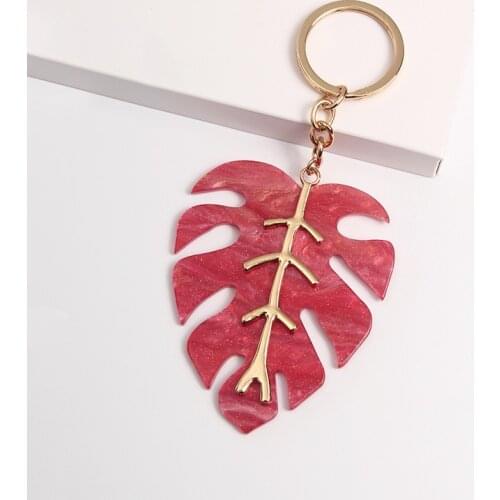 Red Leaf Acrylic Keychain Beautiful and Fresh Foliage Shape Key Ring Festival Gift Ladies Accessories Airpods Pendant