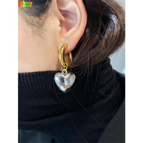 Kshmir Heart-shaped exaggerated pearl Earrings womens fashion metallic gold round earrings 2020
