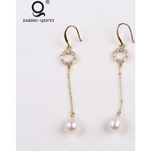 Fashion Unique Sterling Silver Long Earrings Pearl Drop Earrings For Women Jewelry
