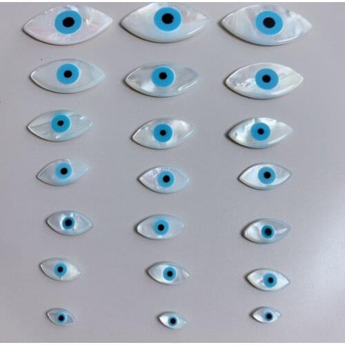 Fashion Jewelry Accessories Mother of Pearl shell Blue Beads Oval Evil Eye Marquis Eye Charms For diy Jewelry Making