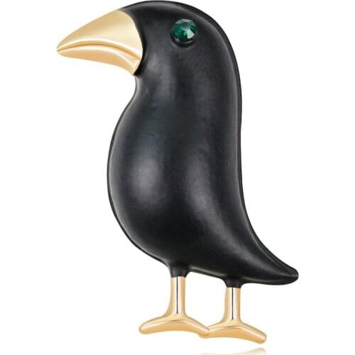 Black Crow Brooch Enamel Bird Corsage Men Women Kids Suit Dress Collar Brooch Pins Animal Design Jewelry Accessories AL369