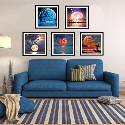 5 Pack 5d Diamond Painting Kits Full Drill Rhinestone Moon Diamond Pictures Puzzles Jigsaw Baby Educational Learning Toys