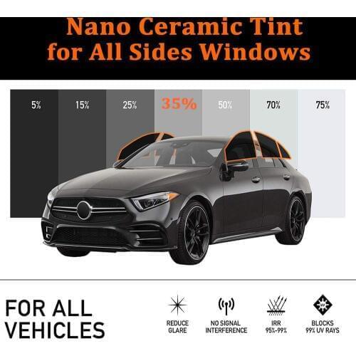 60"x100ft 35%VLT 2ply Car Nano Ceramic Window Tint Solar Film Sunshade Sun Protection Car Glass Home House Office Pravicy Vinyl