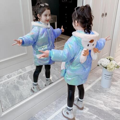 Girls Outfits 2020 Fashion Colorful Winter Coat Solid Hooded Jacket For Grils New Childrens Jacket Childrens Clothing 3-6 Years