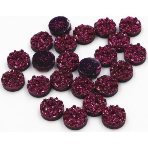 New Fashion 8mm 10mm 40pcs Dark Purple Red Colors Natural ore Style Flat back Resin Cabochons For Bracelet Earrings accessories