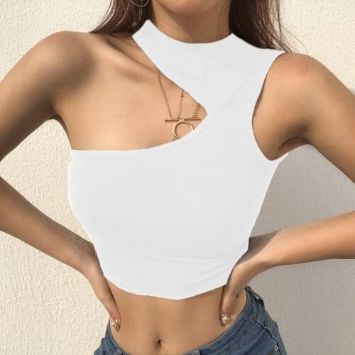2021 Summer New Womens T-shirt Sexy Vest Irregular Suspenders