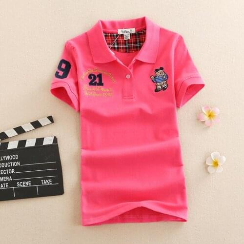 New Women Girl Summer Shirt Tops Tees Turn Down Collar Short Sleeve Cotton Tees Female Tops Mujer embroidery animal shirt Tops