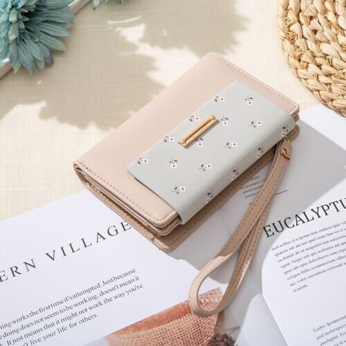 New Printing PU Leather Women Purse Pocket Ladies Clutch Wallet Women Medium Card Holder Fashion Wristband Wallet Cartera Mujer