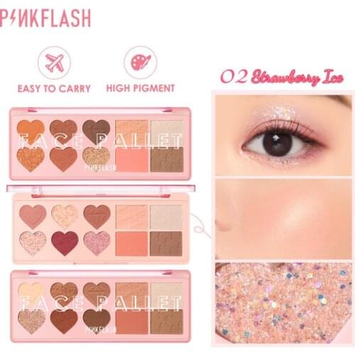 3in1 Eyeshadow Palette Blush Highlighter Glitter Shimmer Stylish Shiny Look Waterproof Easy to Color Long-lasting Makeup TSLM2