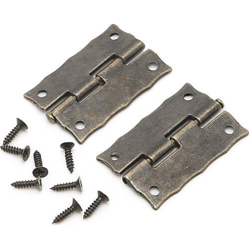 2x Antique Bronze Cabinet Furniture Door Drawer Jewellery Box Hinges 35x28mm