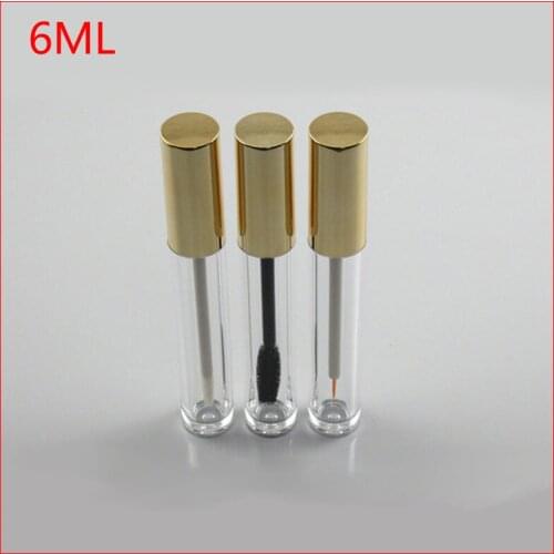 Travel Small 6ml Plastic DIY Empty Mascara/Eyelashes/Lip Gloss Tubes w gold cap Cream Container Bottle Vials 200pcs