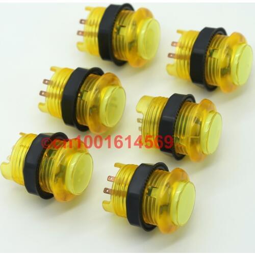 Reyann 6pcs/set 5V Arcade LED Illuminated Push Button For PC Controller Computer Game & Arcade FightStick Tournament - Yellow