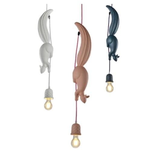 Modern art chandelier Led resin bedroom E27 animal squirrel modern industrial chandelier childrens room decoration bedroom