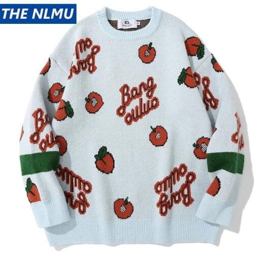 Harajuku Funny Print Sweater Hip Hop Streetwear Knitted Jumper Christmas Sweater 2021 Loose Pullover Knitwear Tops WE289
