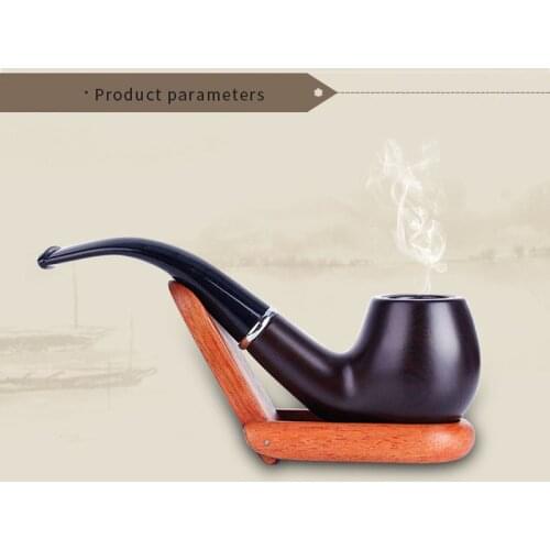 Resin Pipe Anti-Solid Wood Filter Pipe Acrylic Curved Handle Anti Grain Iron Pipe Smoking Cigarette Fitting Good Quality