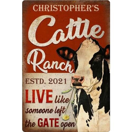 Cattle Ranch Art Badge Vintage Metal Tin Sign Farm Farmhouse Decoration Bar Poster Art Mural Cafe Decoration Shop Home Wall