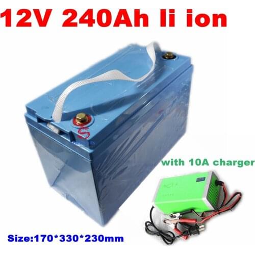 Waterproof 12v 240ah lithium ion Rechargeable bateria li ion BMS 3s for inverter Speaker light Boat RV backup power +10A Charger