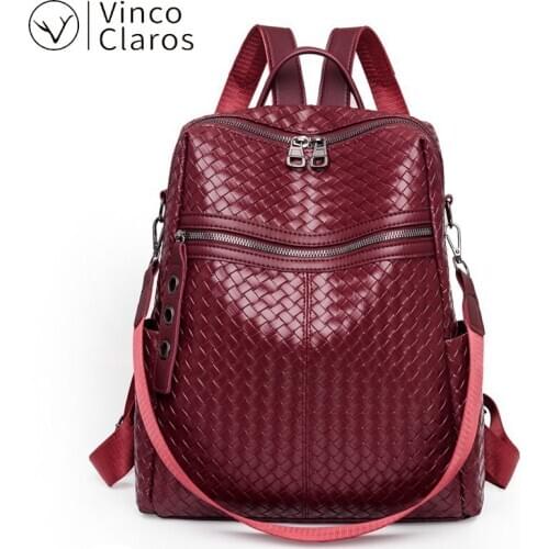 High Quality Backpack Women Large Capacity Knitting Leather Backpacks Travel Designer Back Pack School Backpack Mochilas Mujer